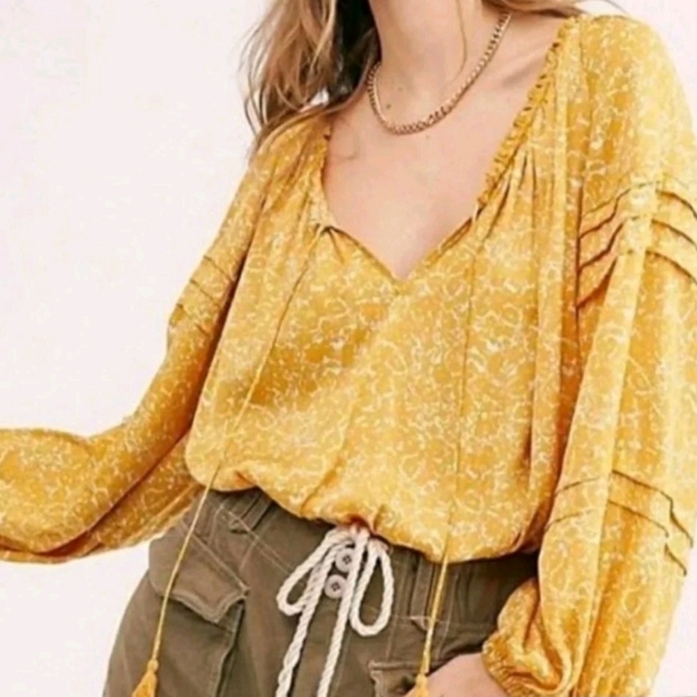 Free People All Tucks Bodysuit Blouse S